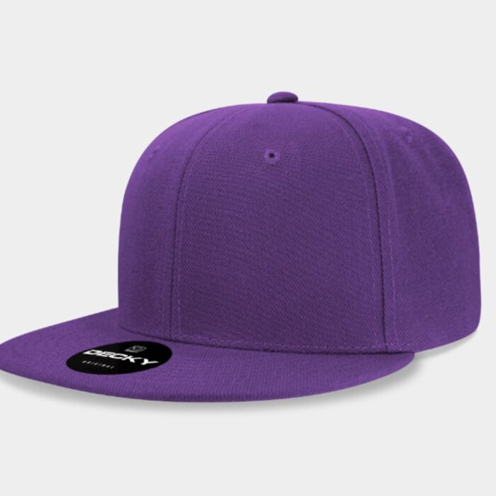 6 Panel High Profile Structured Acrylic/Polyester Snapback, Purple Thumbnail