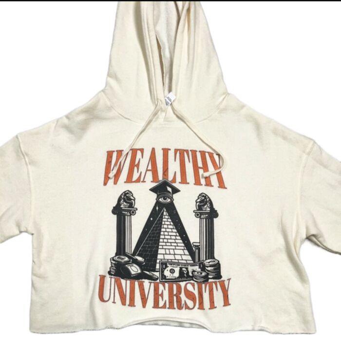 Ladies Crop Top T-Shirt Wealthy Cursive logo In Center Thumbnail