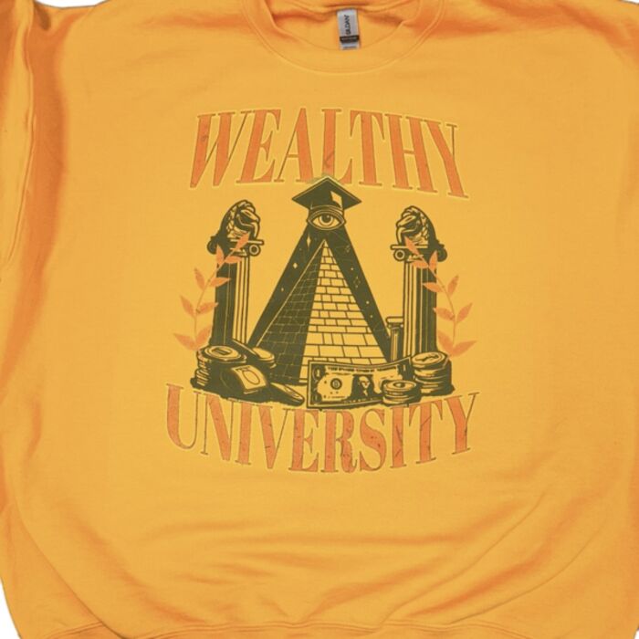 Crew Neck Wealthy University Logo On Front Center Thumbnail
